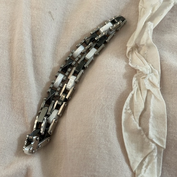 Black and white clamp bracelet stainless steel comment if interested - Picture 4 of 5